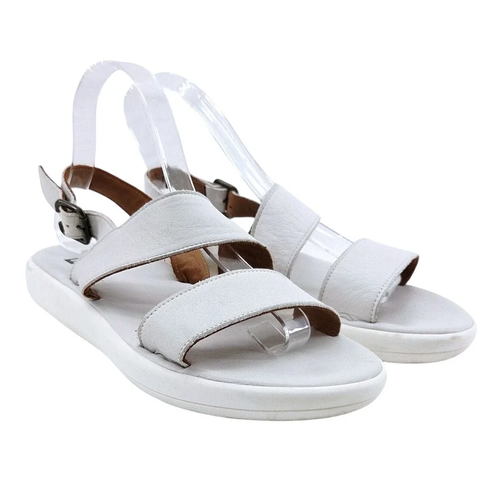 Bueno White Leather Slingback Sandals Womens - Size 8